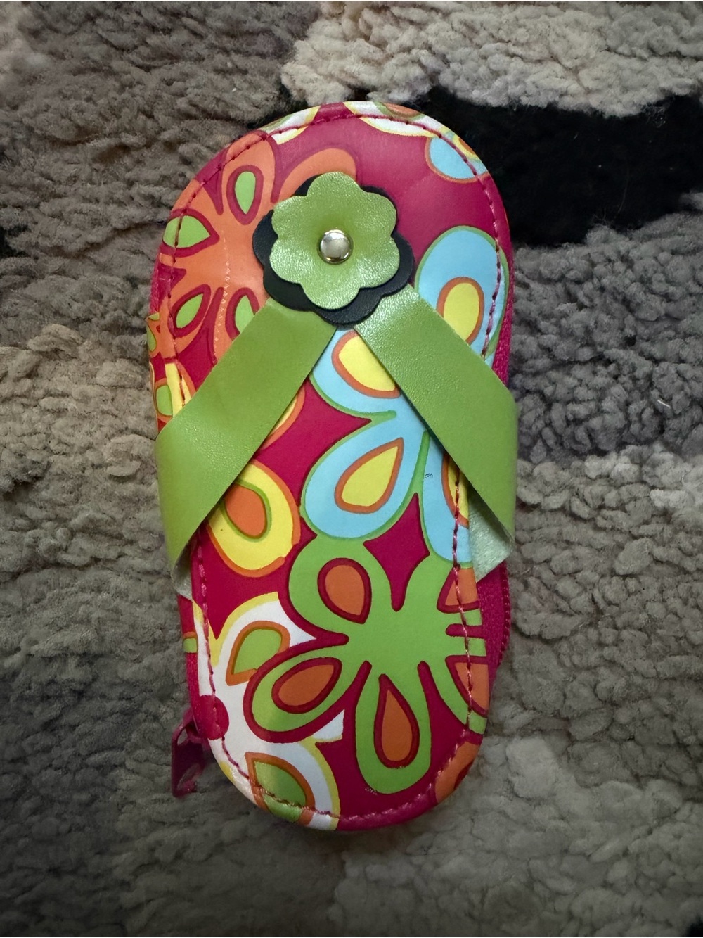 Colorful Floral Flip Wallet Case with Lime Green Strap